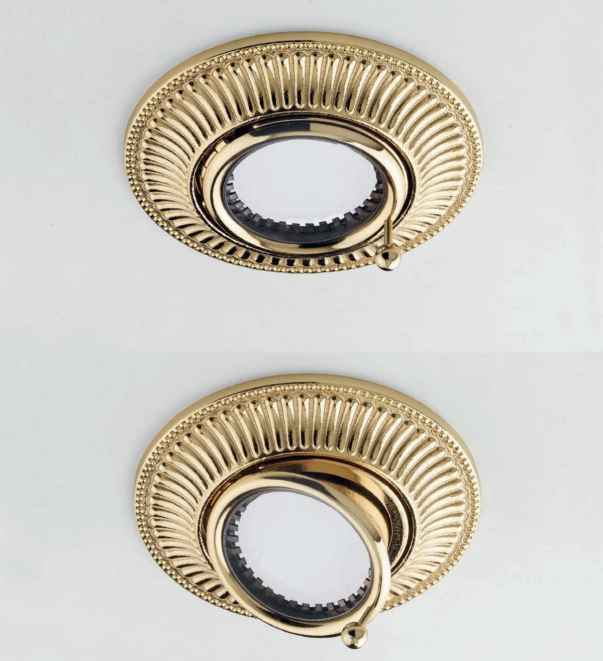 Faretto ad incasso classico a 1 luce orientabile in fusione d’ottone oro lucido PR 6809/F