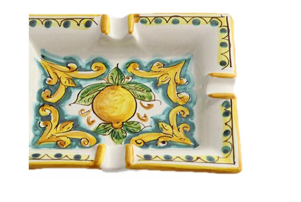 Portacenere in ceramica decorata a mano da ceramisti siciliani limoni art 27