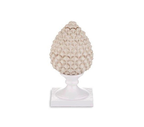Pigna siciliana tortora base bianca realizzata e decorata a mano resina h19cm VL