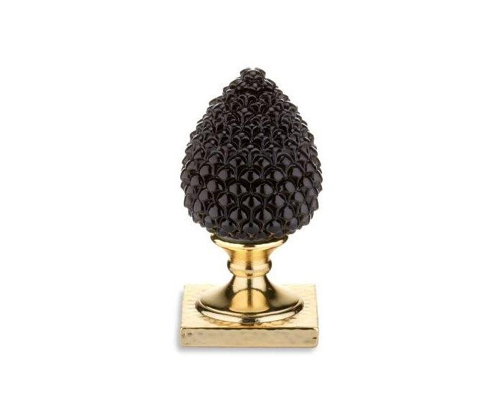 Black Sicilian pine cone gold base handcrafted and decorated resin h19cm VL