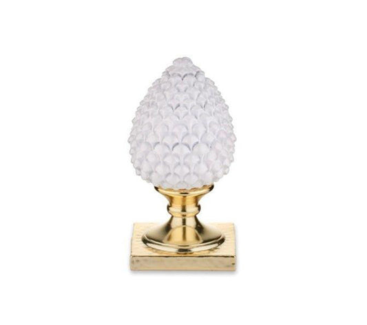 Pigna siciliana bianca base oro realizzata e decorata a mano resina h30cm VL
