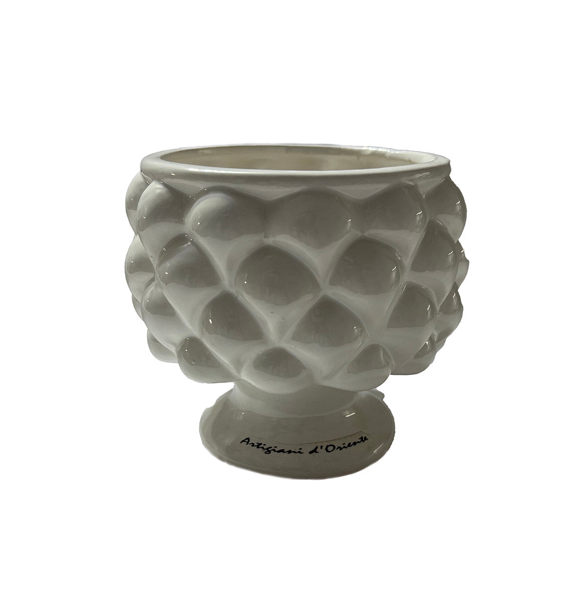 Vaso mezza pigna in ceramica realizzata e decorata a mano porta fiori art 821479