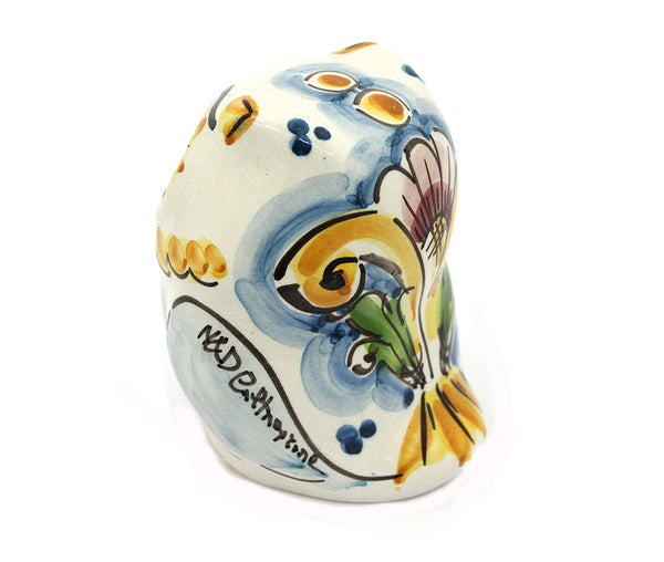 Gufo in ceramica siciliana di caltagirone realizzata e decorata a mano