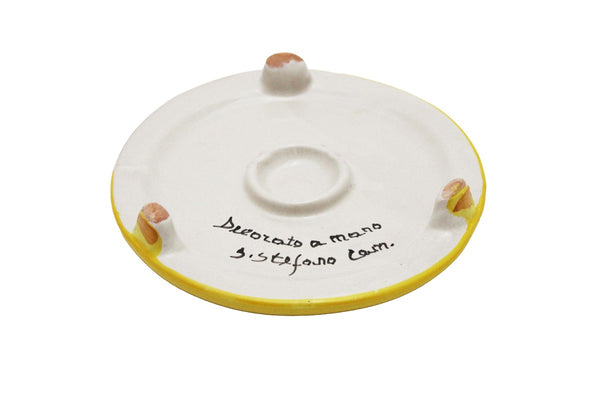 Sottopentola in ceramica decorata a mano da ceramisti siciliani fiore rosso art 19