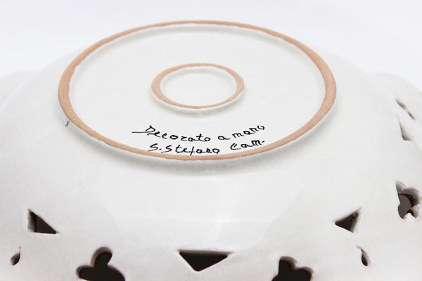 Centrotavola piccolo in ceramica decorata a mano da ceramisti siciliani fiore rosso art 7