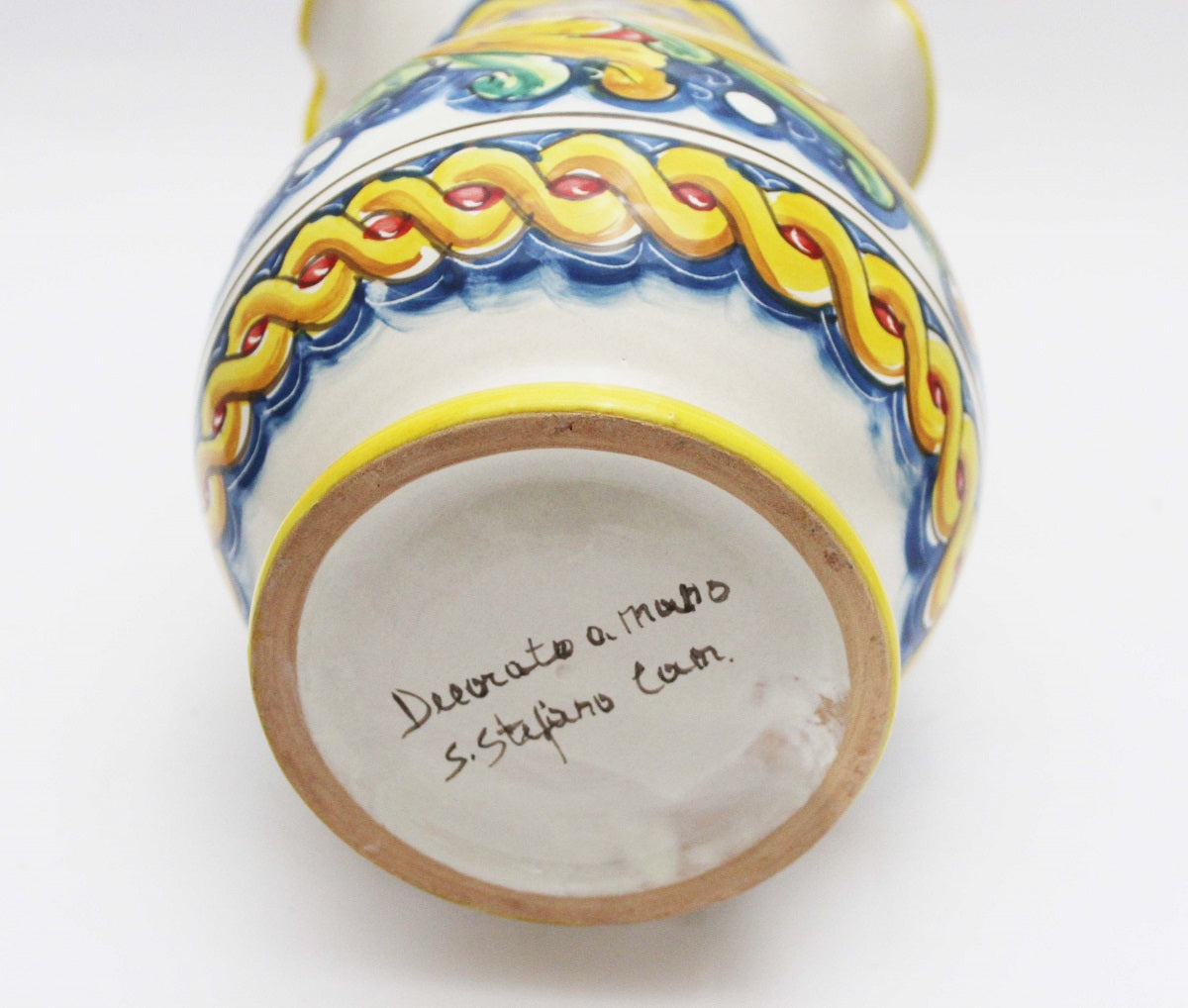 Vaso grande lavorato in ceramica decorata a mano da ceramisti siciliani fiore rosso art 16