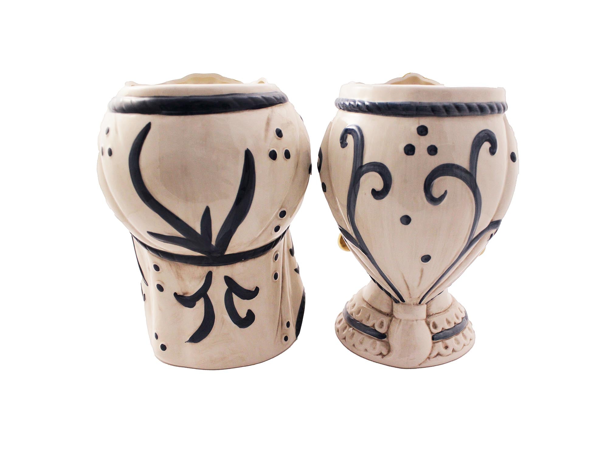 Pair of Sicilian ceramic Moor's heads blue and gold modern gic h25cm