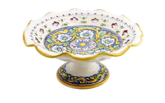 Centrotavola alzata grande in ceramica decorata a mano da ceramisti siciliani barocco art 3