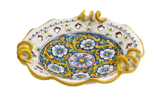 Centrotavola grande in ceramica decorata a mano da ceramisti siciliani barocco art 6