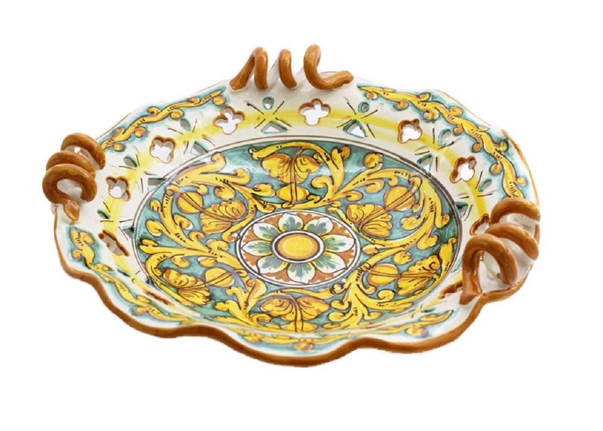 Centrotavola grande in ceramica decorata a mano da ceramisti siciliani gianluca art 6