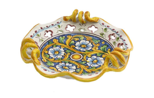Centrotavola piccolo in ceramica decorata a mano da ceramisti siciliani barocco art 7
