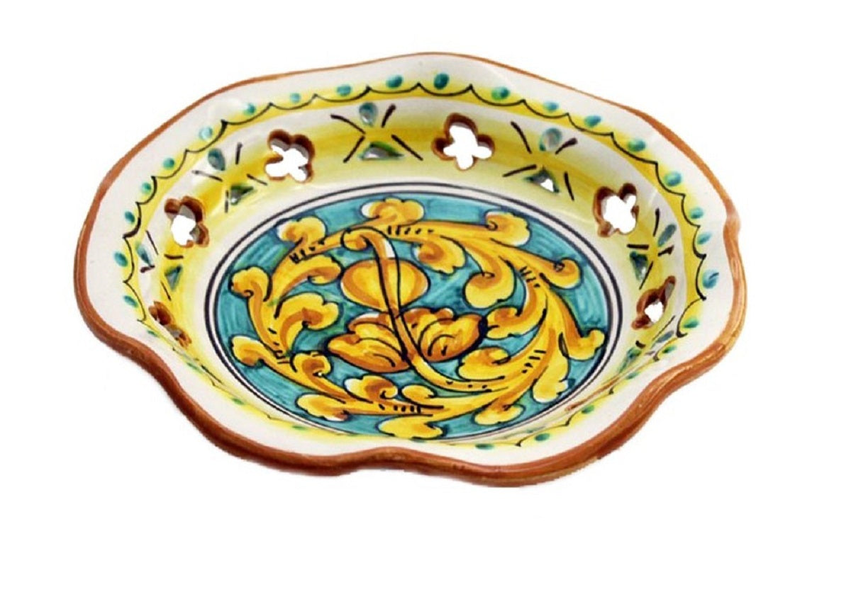 Large ceramic bowl hand decorated by Sicilian ceramists gianluca art 22