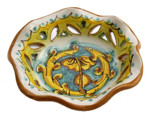 Ciotola piccola in ceramica decorata a mano da ceramisti siciliani gianluca art 23