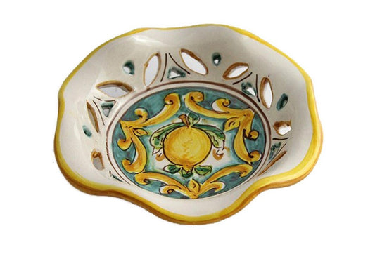 Ciotola piccola in ceramica decorata a mano da ceramisti siciliani limoni art 23
