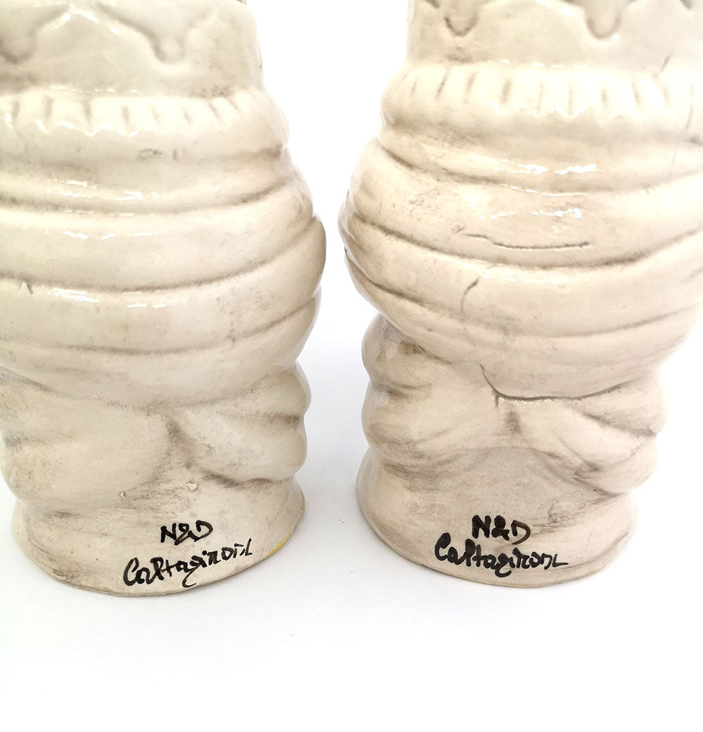 Pair of Sicilian ceramic Moor's heads from Caltagirone h15cm art. fumè 