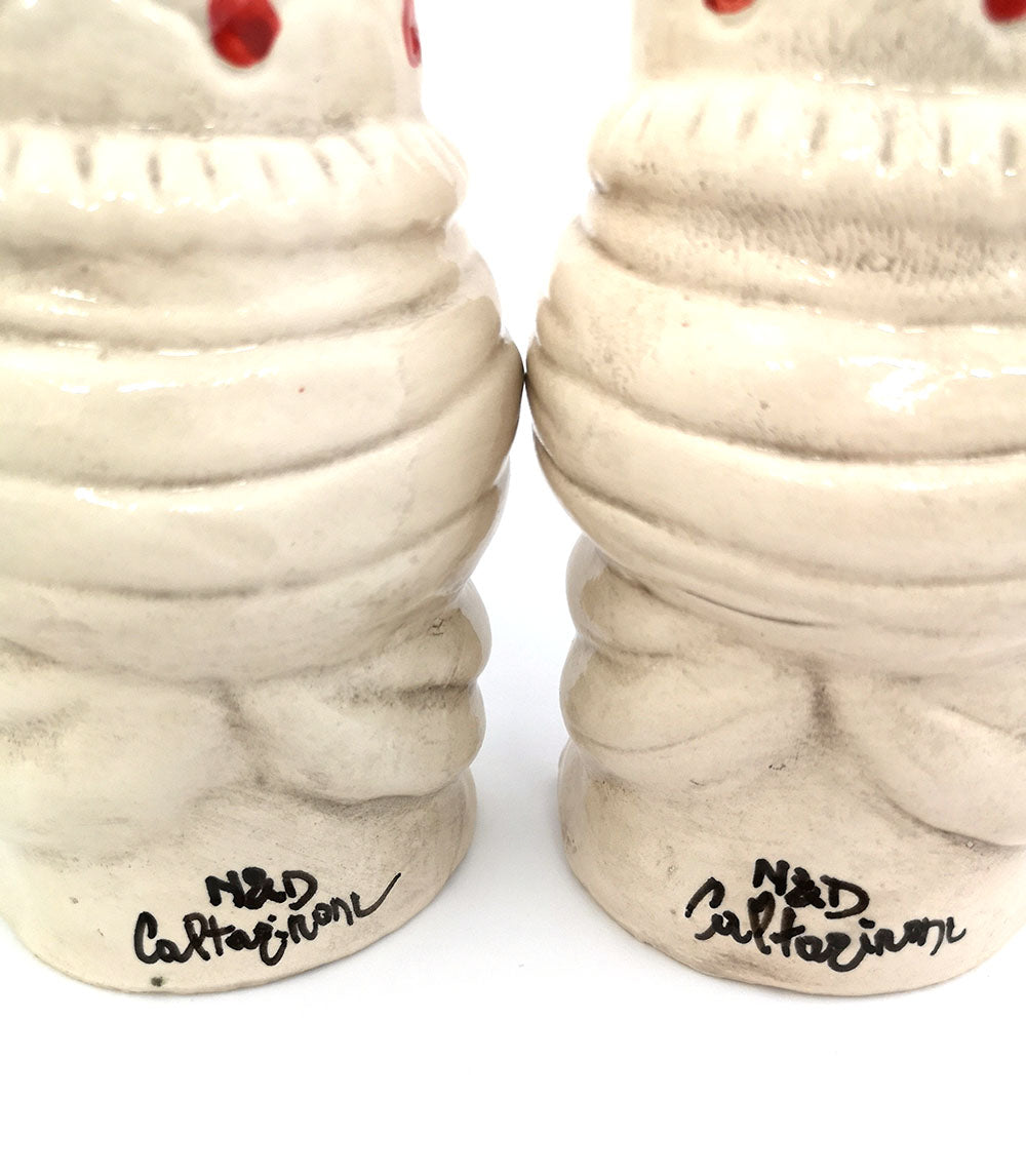 Pair of Sicilian ceramic Moor's heads from Caltagirone h15cm art. red 