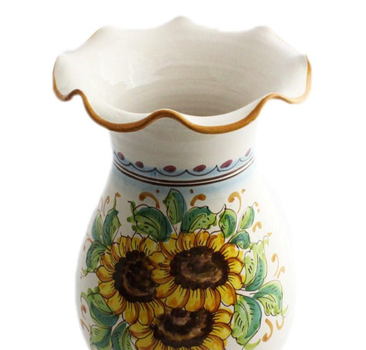 Vaso grande lavorato in ceramica decorata a mano da ceramisti siciliani girasole art 16