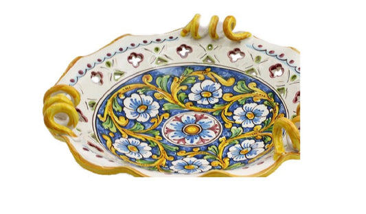 Centrotavola grande in ceramica decorata a mano da ceramisti siciliani barocco art 6