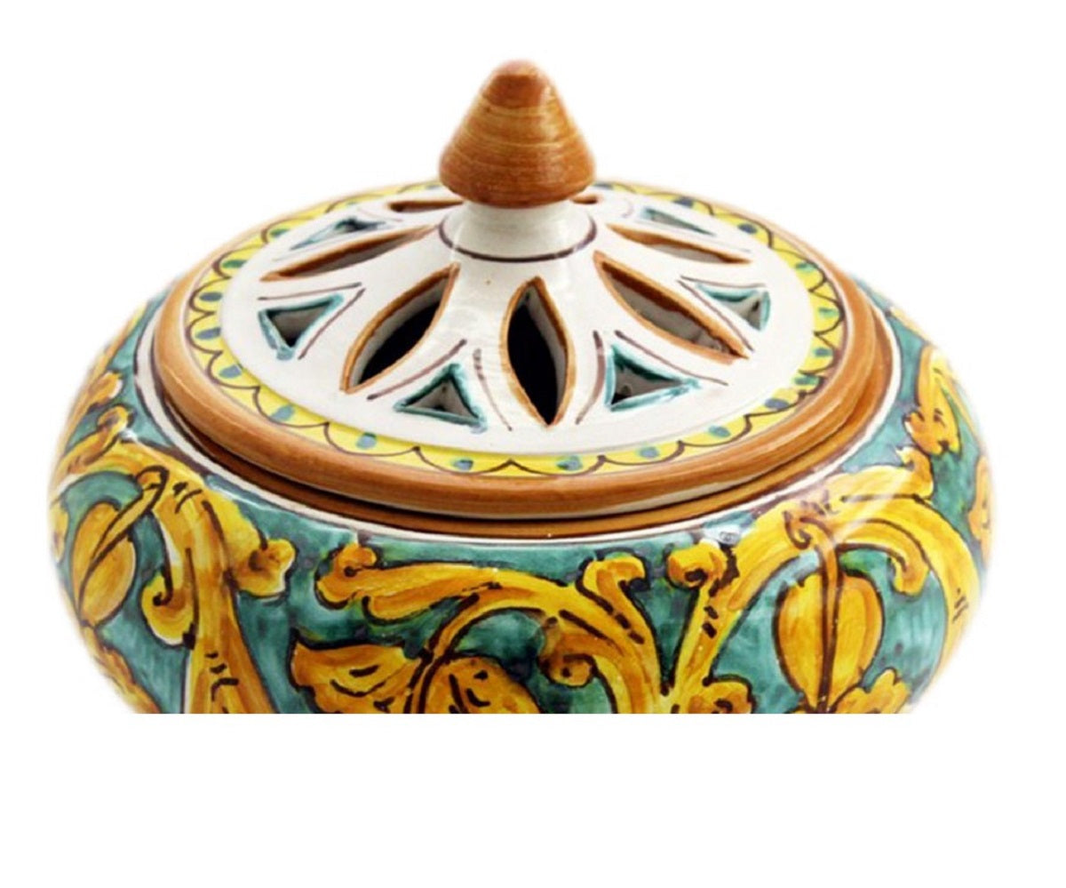 Portacaramelle grande in ceramica decorata a mano da ceramisti siciliani gianluca art 1