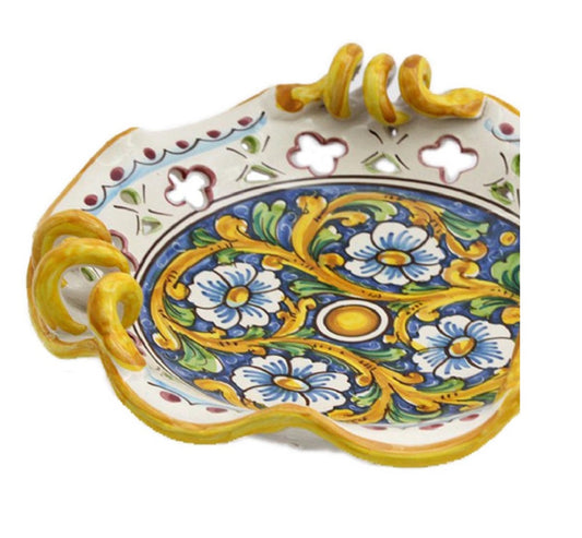 Centrotavola piccolo in ceramica decorata a mano da ceramisti siciliani barocco art 7