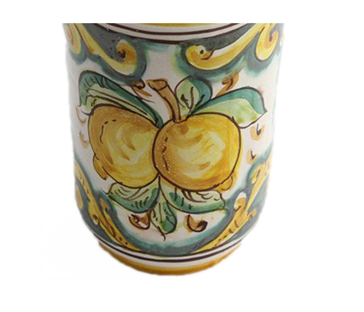 Portabicchieri piccolo in ceramica decorata a mano da ceramisti siciliani limoni art 18