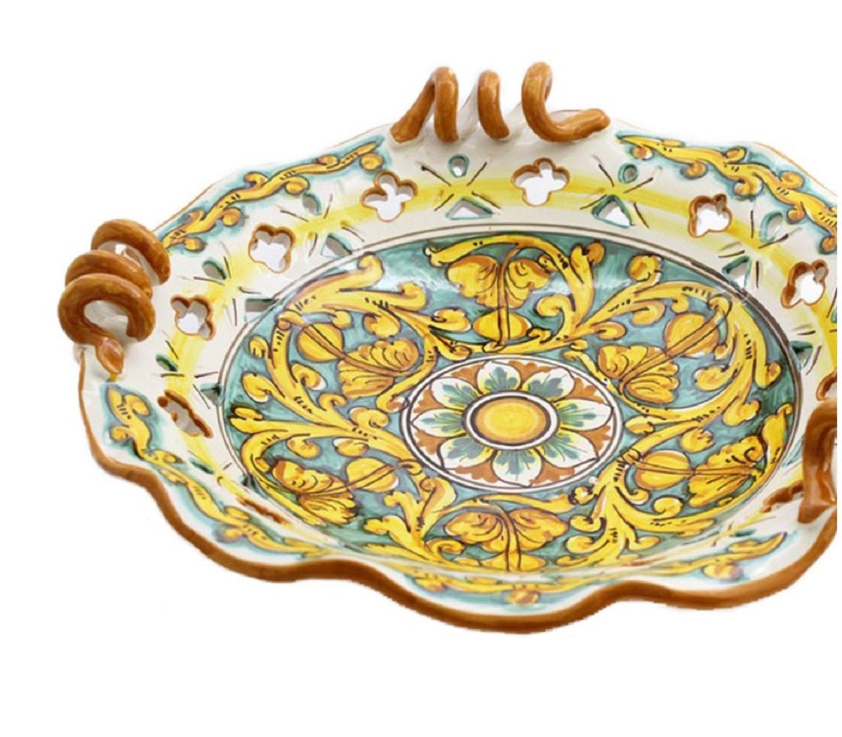 Centrotavola grande in ceramica decorata a mano da ceramisti siciliani gianluca art 6