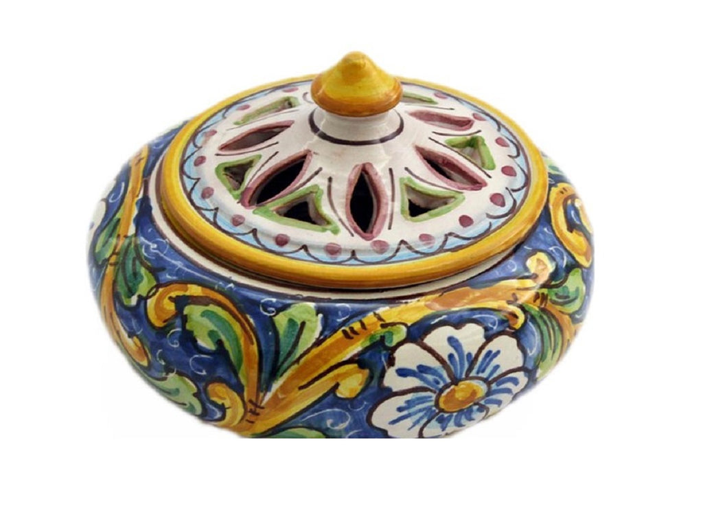 Small candy holder in ceramic hand-decorated by Sicilian ceramists baroque art 2