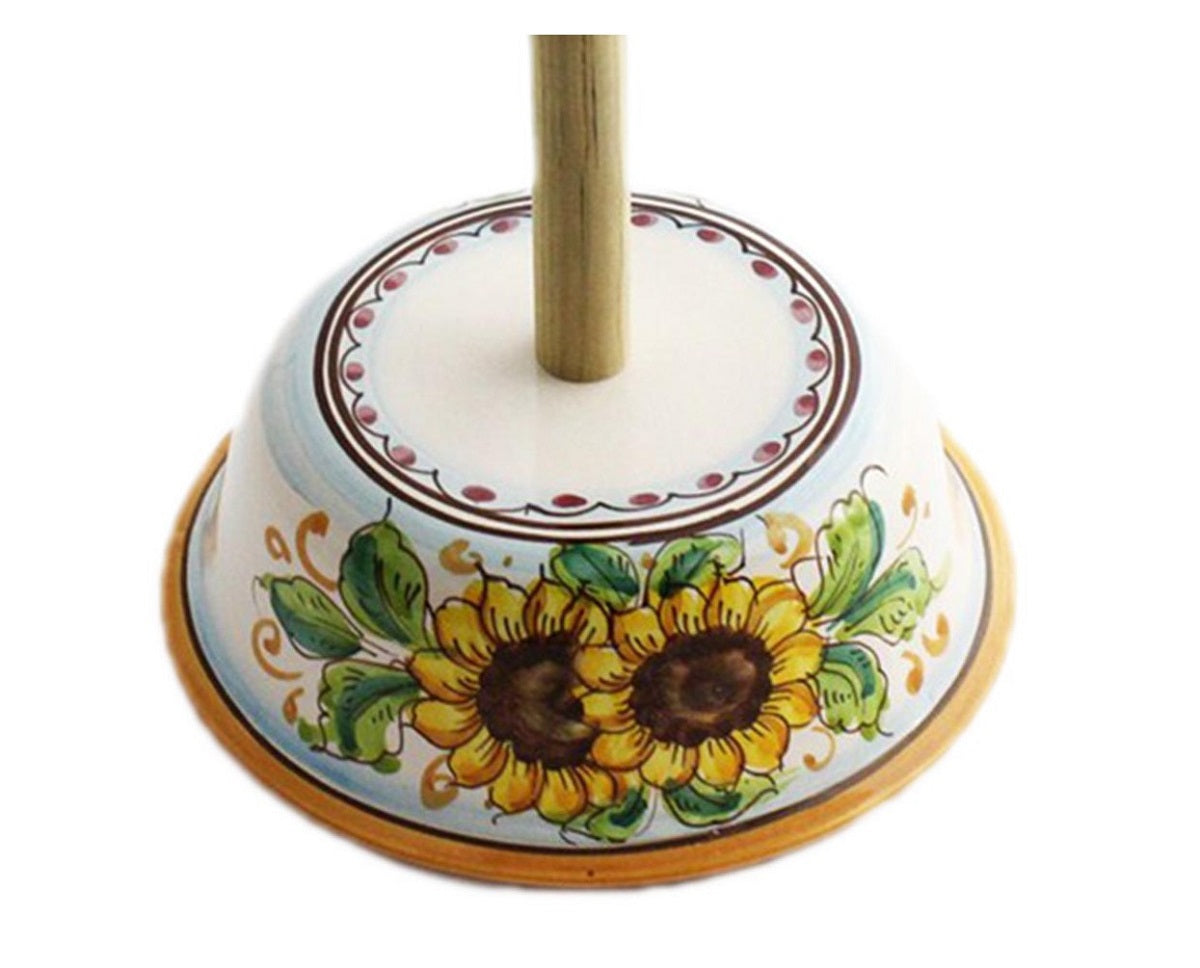 Portarotolo in ceramica decorata a mano da ceramisti siciliani girasole art 11