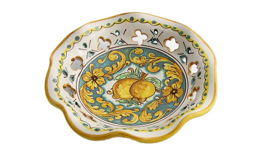 Ciotola grande in ceramica decorata a mano da ceramisti siciliani limoni art 22