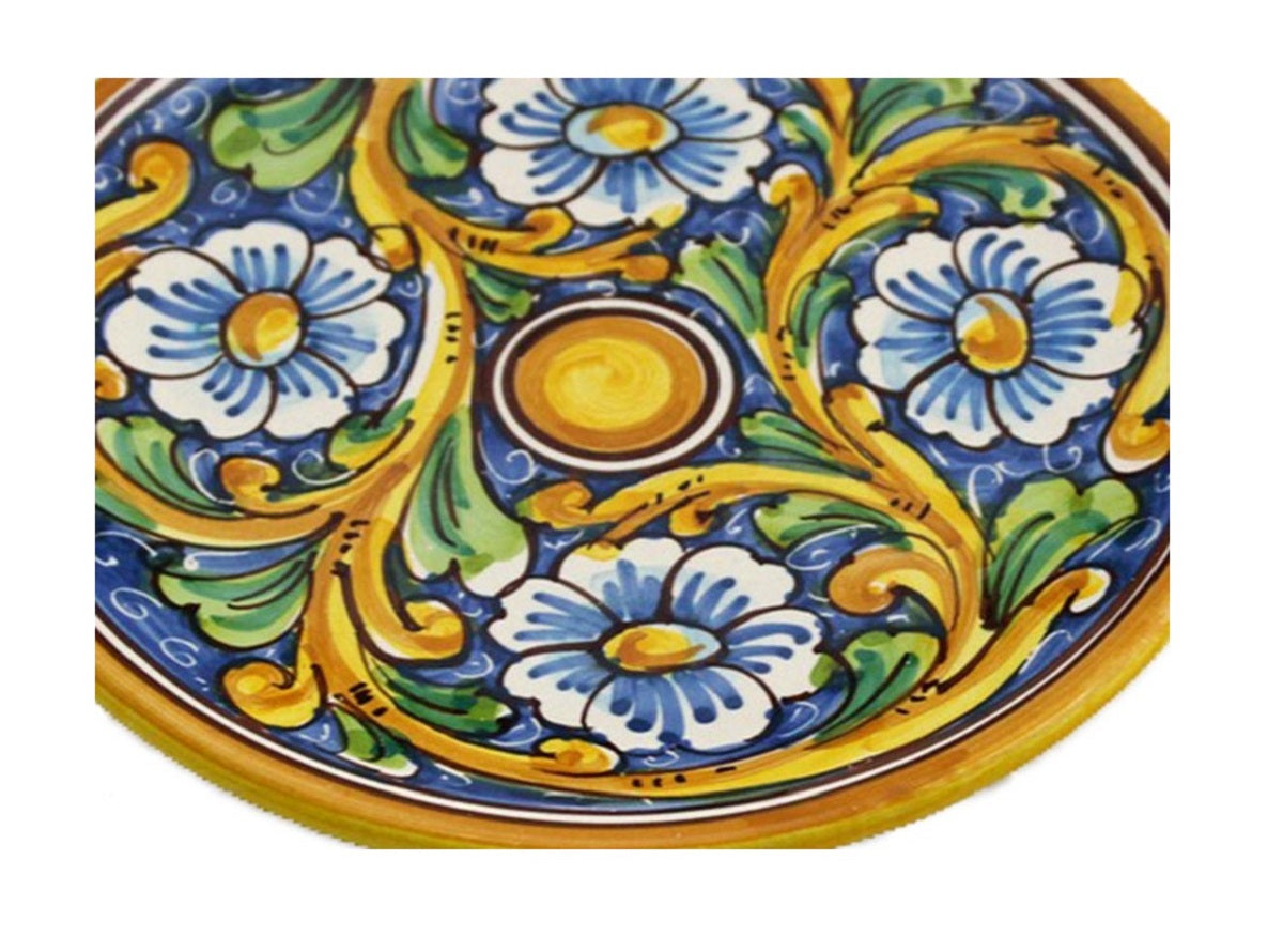 Piatto medio in ceramica decorata a mano da ceramisti siciliani barocco art 13