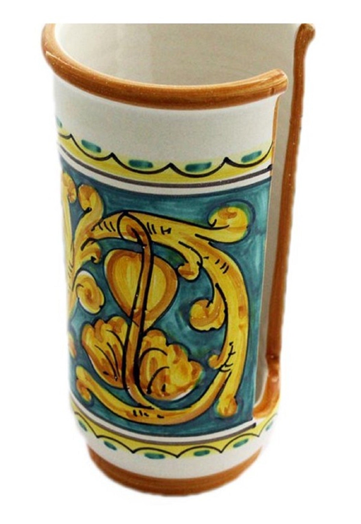 Large ceramic cup holder hand decorated by Sicilian ceramists Gianluca art 17