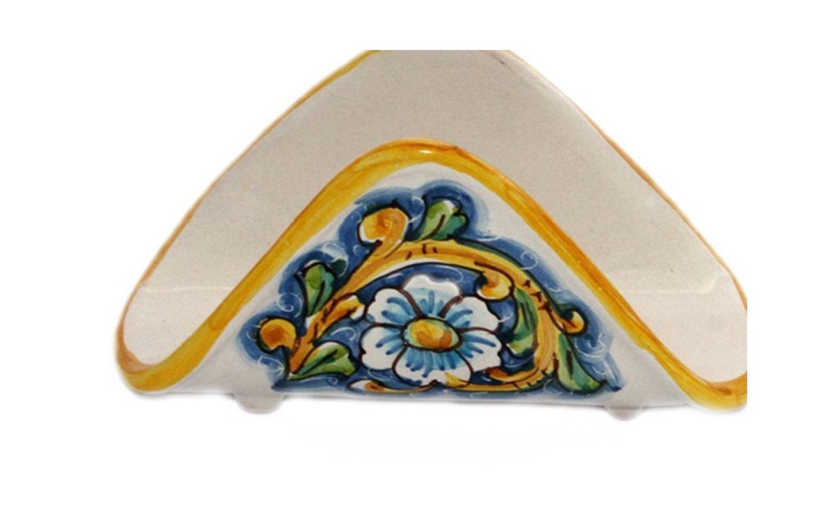 Portatovaglioli a fazzoletto in ceramica decorata a mano da ceramisti siciliani barocco art 10