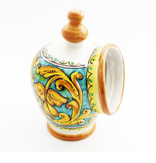 Saliera in ceramica decorata a mano da ceramisti siciliani gianluca art 15