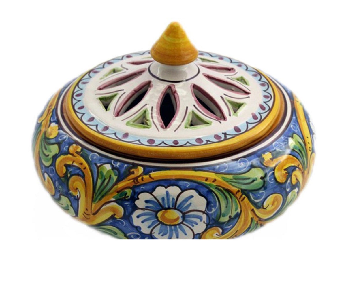Portacaramelle grande in ceramica decorata a mano da ceramisti siciliani barocco art 1