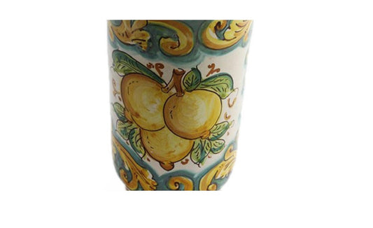Portabicchieri grande in ceramica decorata a mano da ceramisti siciliani limoni art 17
