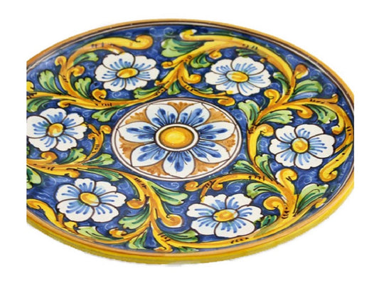 Piatto grande in ceramica decorata a mano da ceramisti siciliani barocco art 12