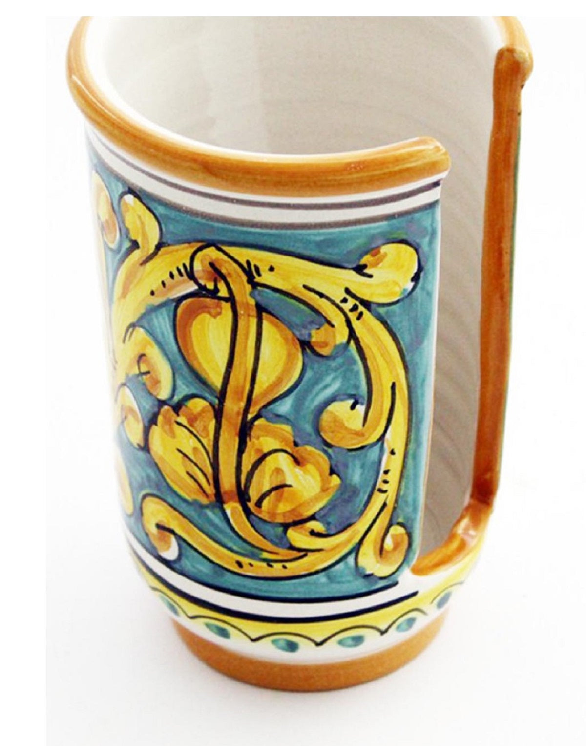 Small ceramic cup holder hand decorated by Sicilian ceramists Gianluca art 18
