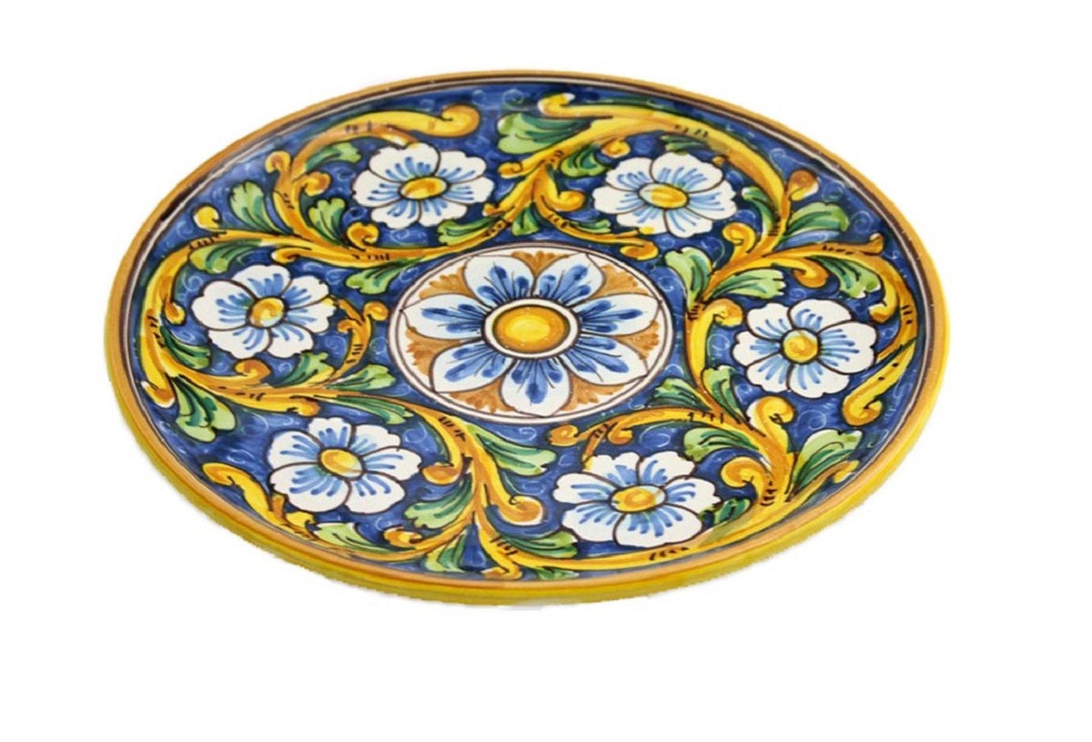 Piatto grande in ceramica decorata a mano da ceramisti siciliani barocco art 12