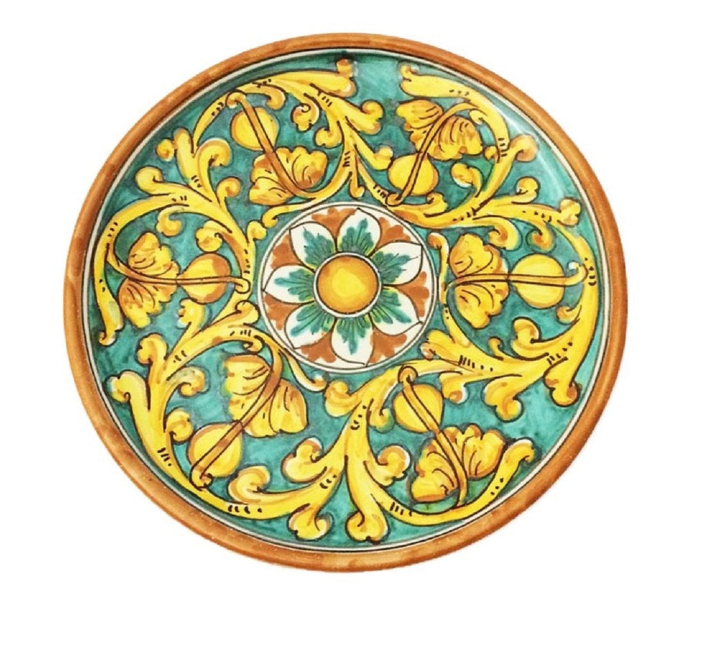 Large ceramic plate hand decorated by Sicilian ceramists Gianluca art 12