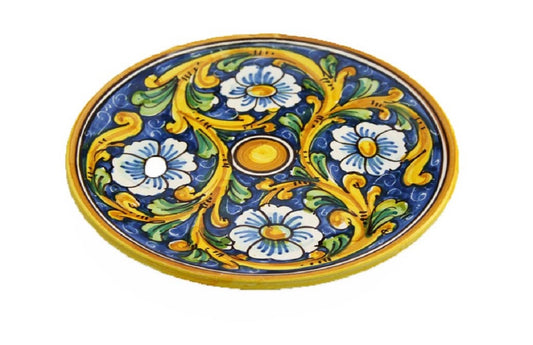 Piatto medio in ceramica decorata a mano da ceramisti siciliani barocco art 13