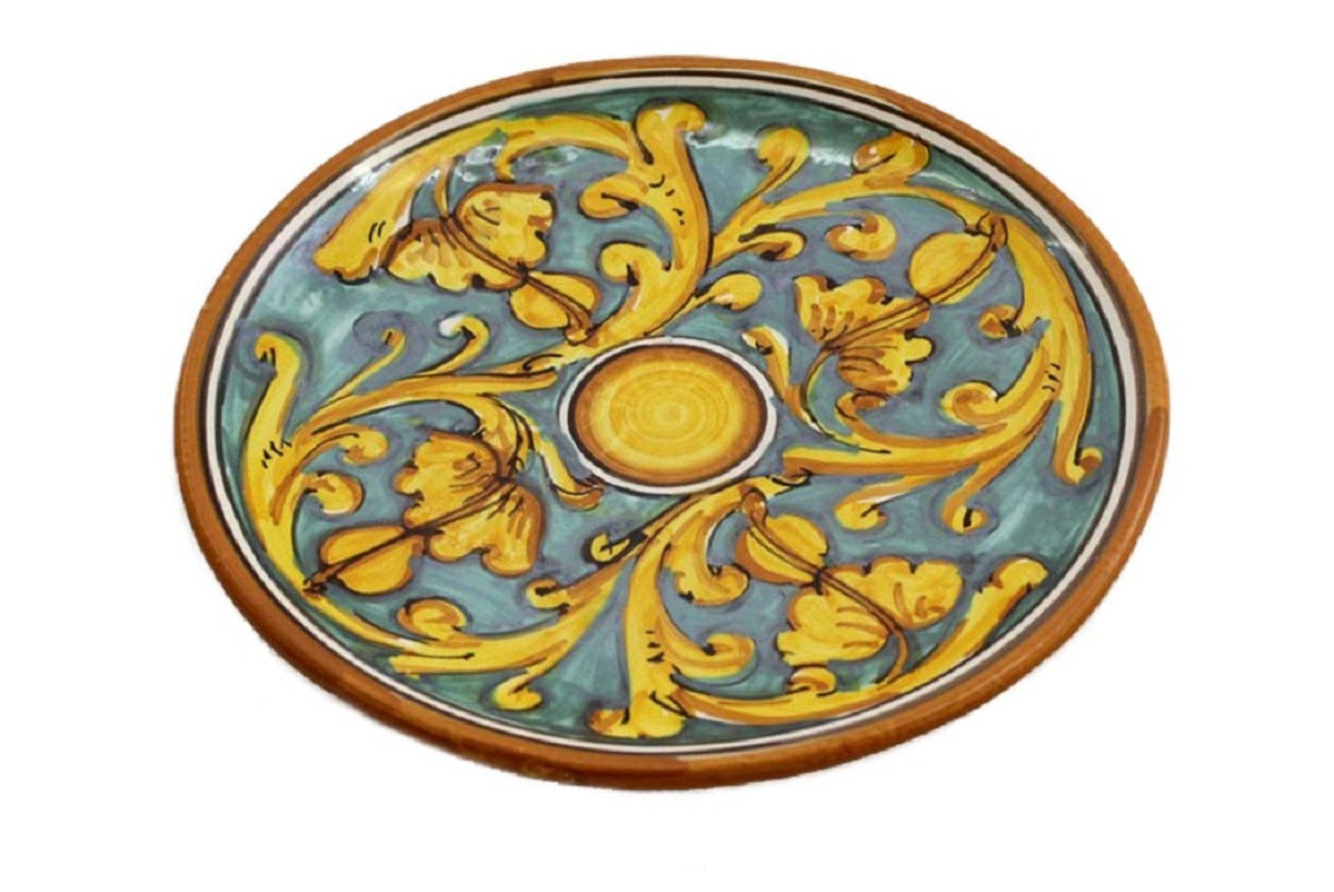 Small ceramic plate hand decorated by Sicilian ceramists Gianluca art 14
