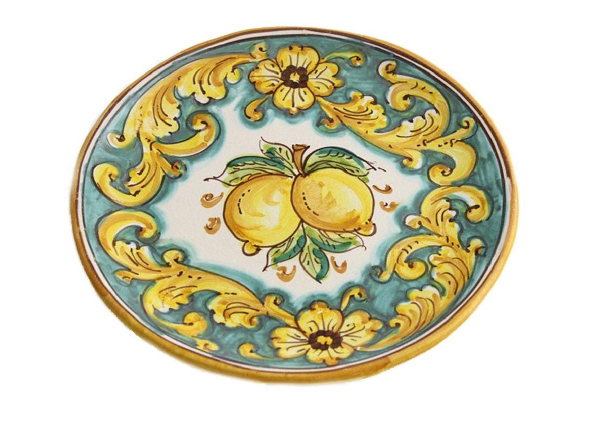 Piatto piccolo in ceramica decorata a mano da ceramisti siciliani limoni art 14