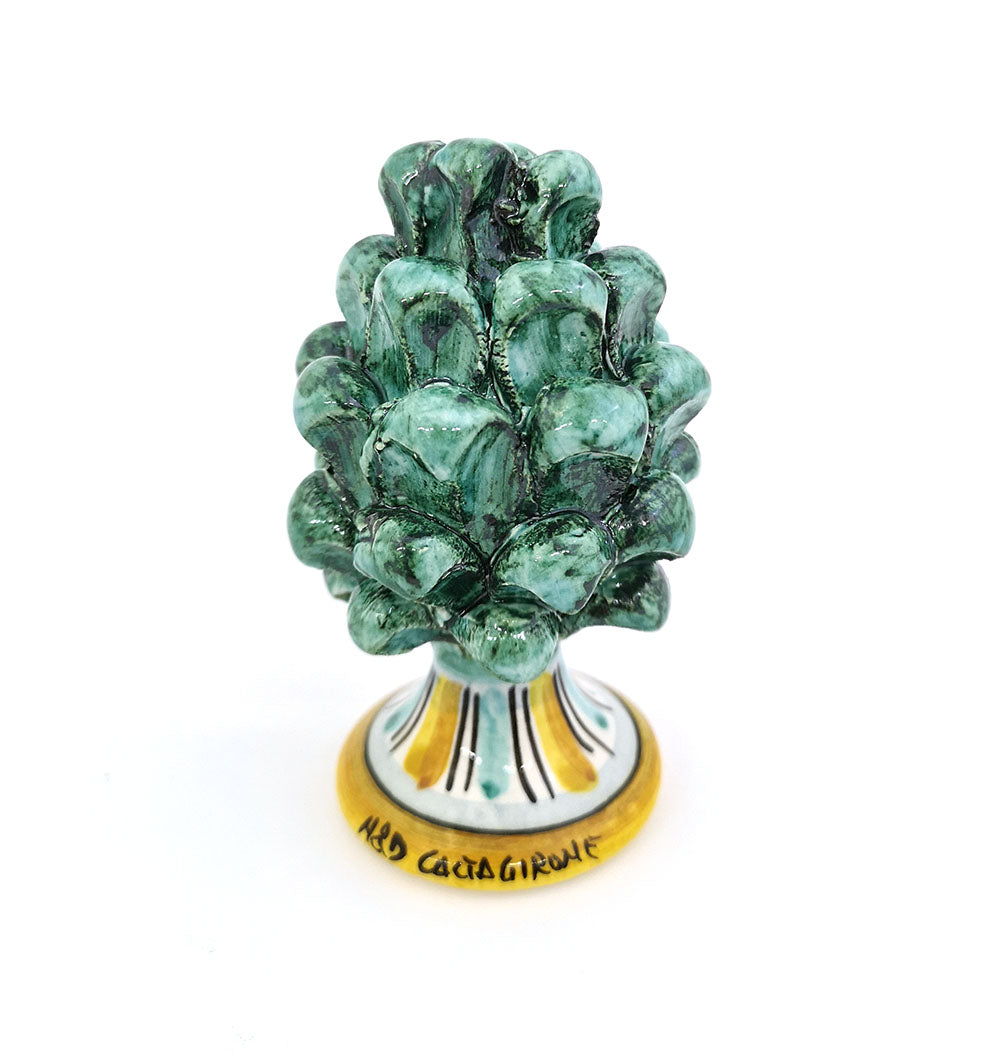 Pigna in ceramica siciliana di caltagirone decorata a mano verde h10cm