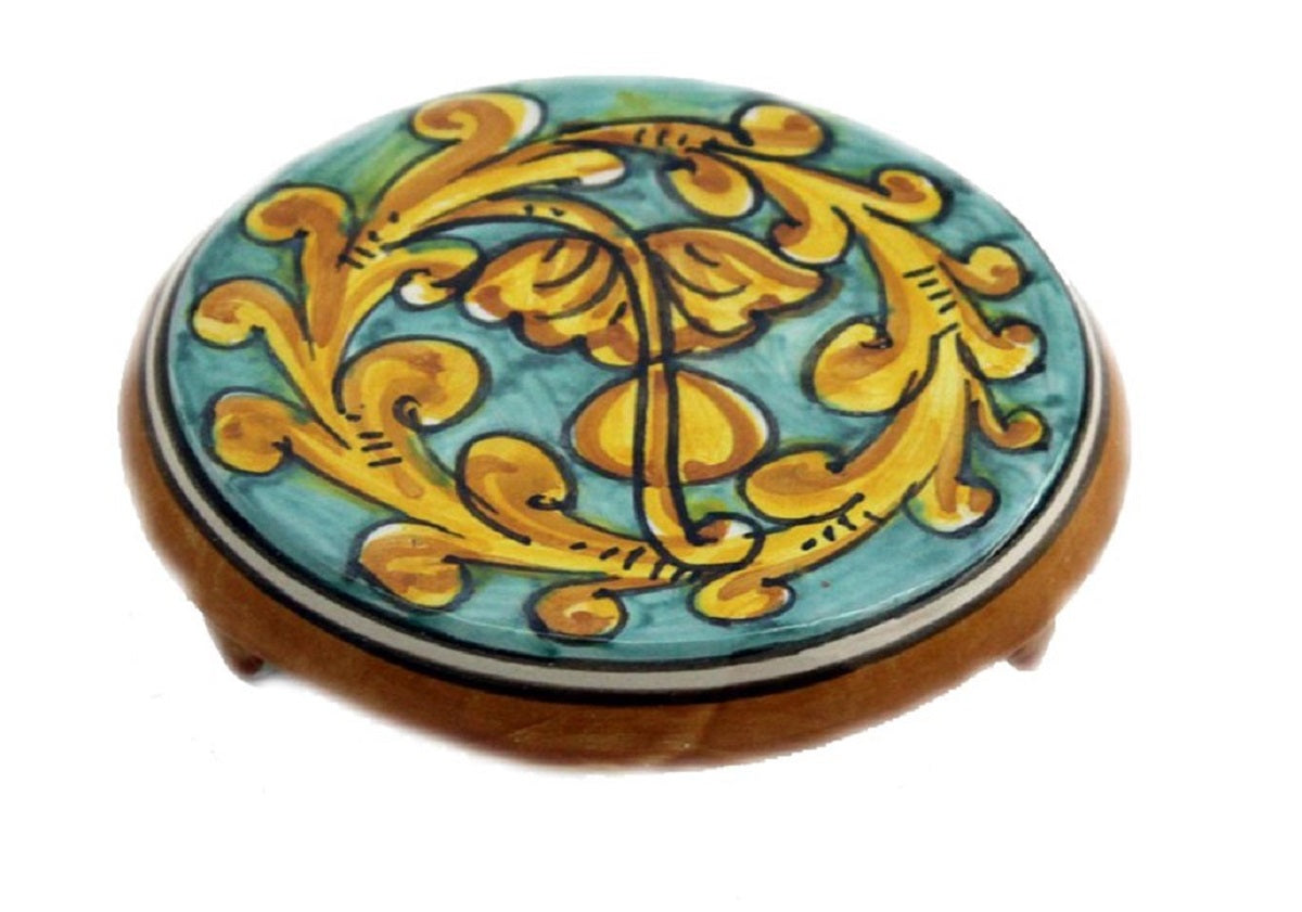 Ceramic coffee pot holder hand decorated by Sicilian ceramists Gianluca art 20