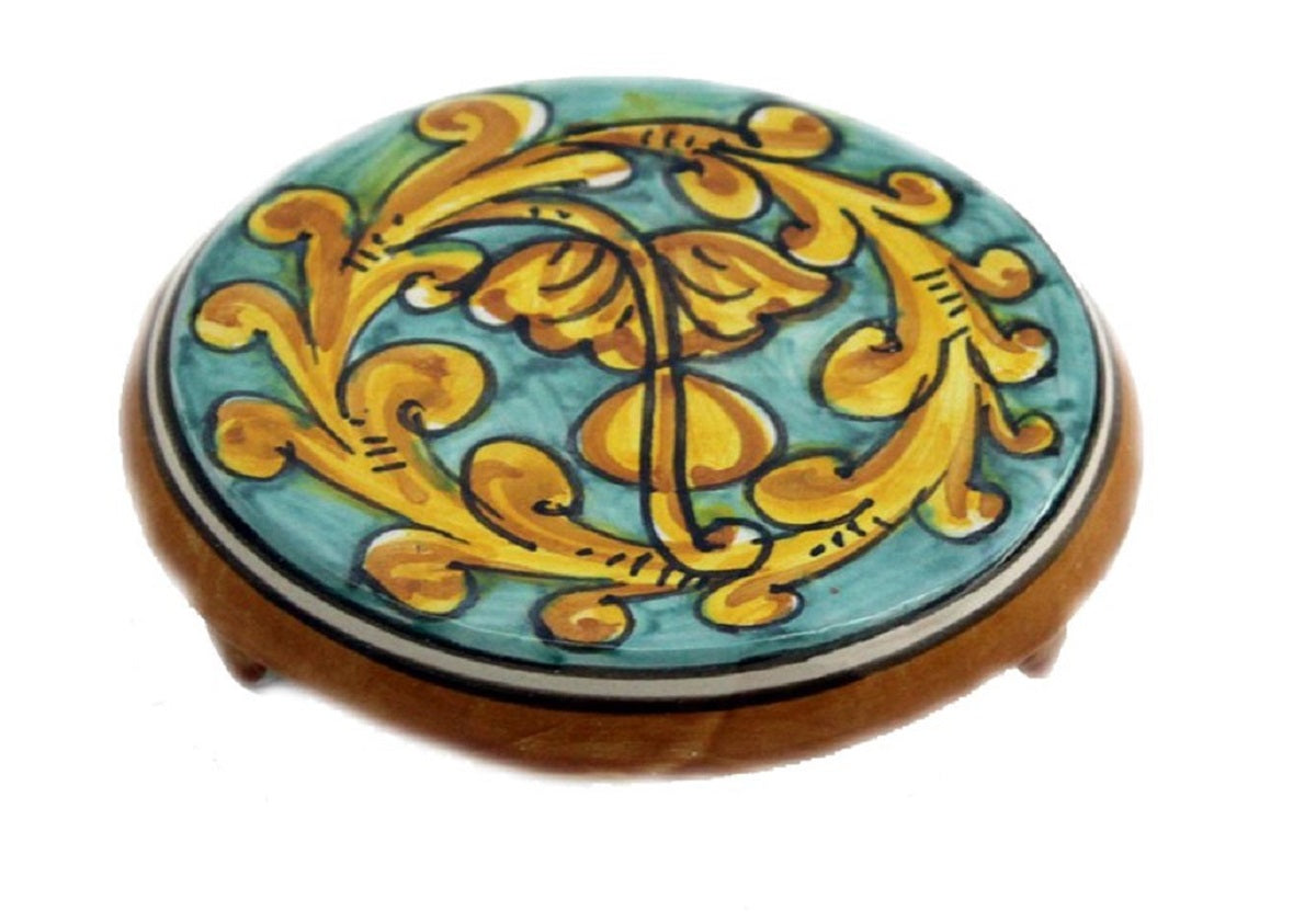 Porta caffettiera in ceramica decorata a mano da ceramisti siciliani gianluca art 20