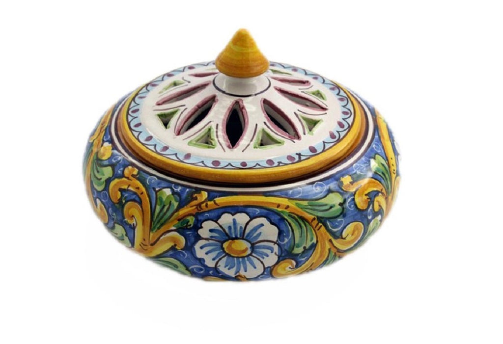 Portacaramelle grande in ceramica decorata a mano da ceramisti siciliani barocco art 1