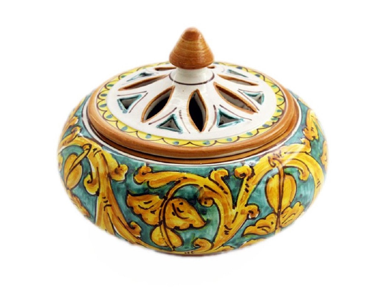 Large ceramic candy holder hand-decorated by Sicilian ceramists Gianluca art 1