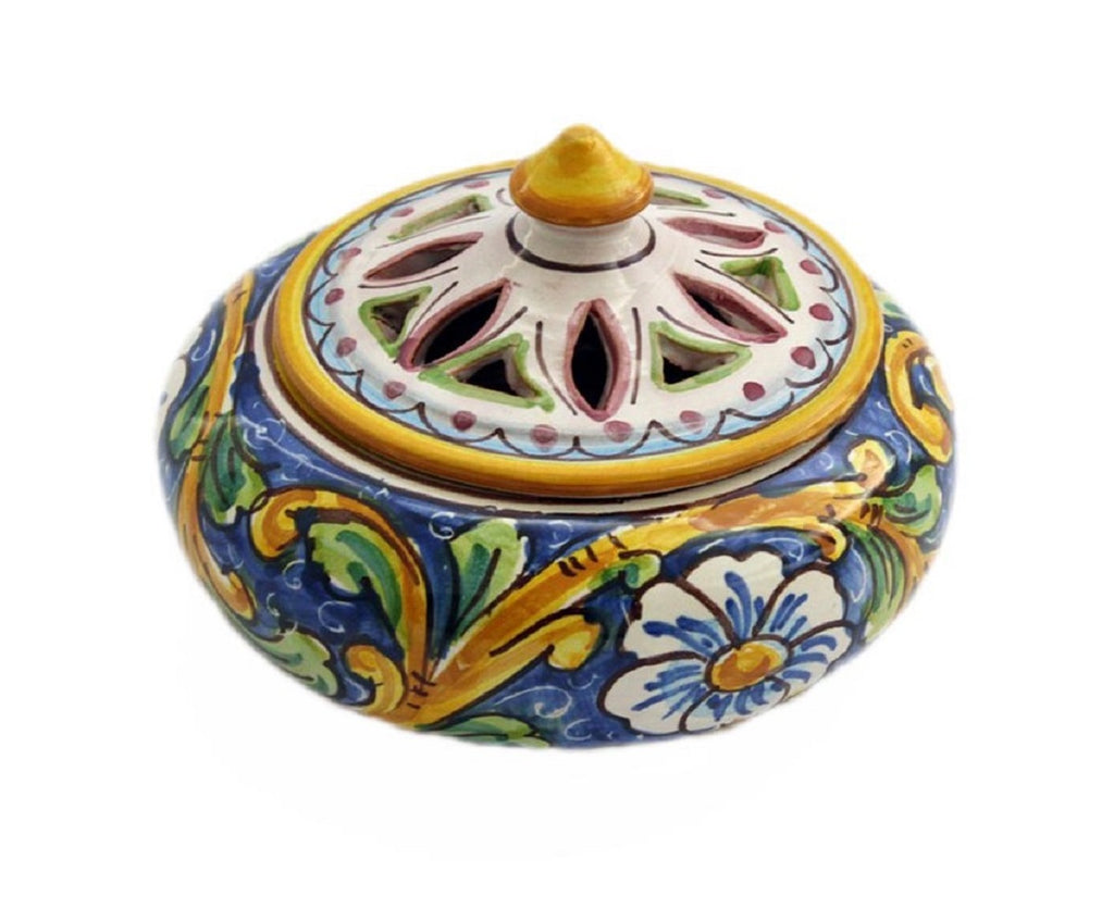 Small candy holder in ceramic hand-decorated by Sicilian ceramists baroque art 2