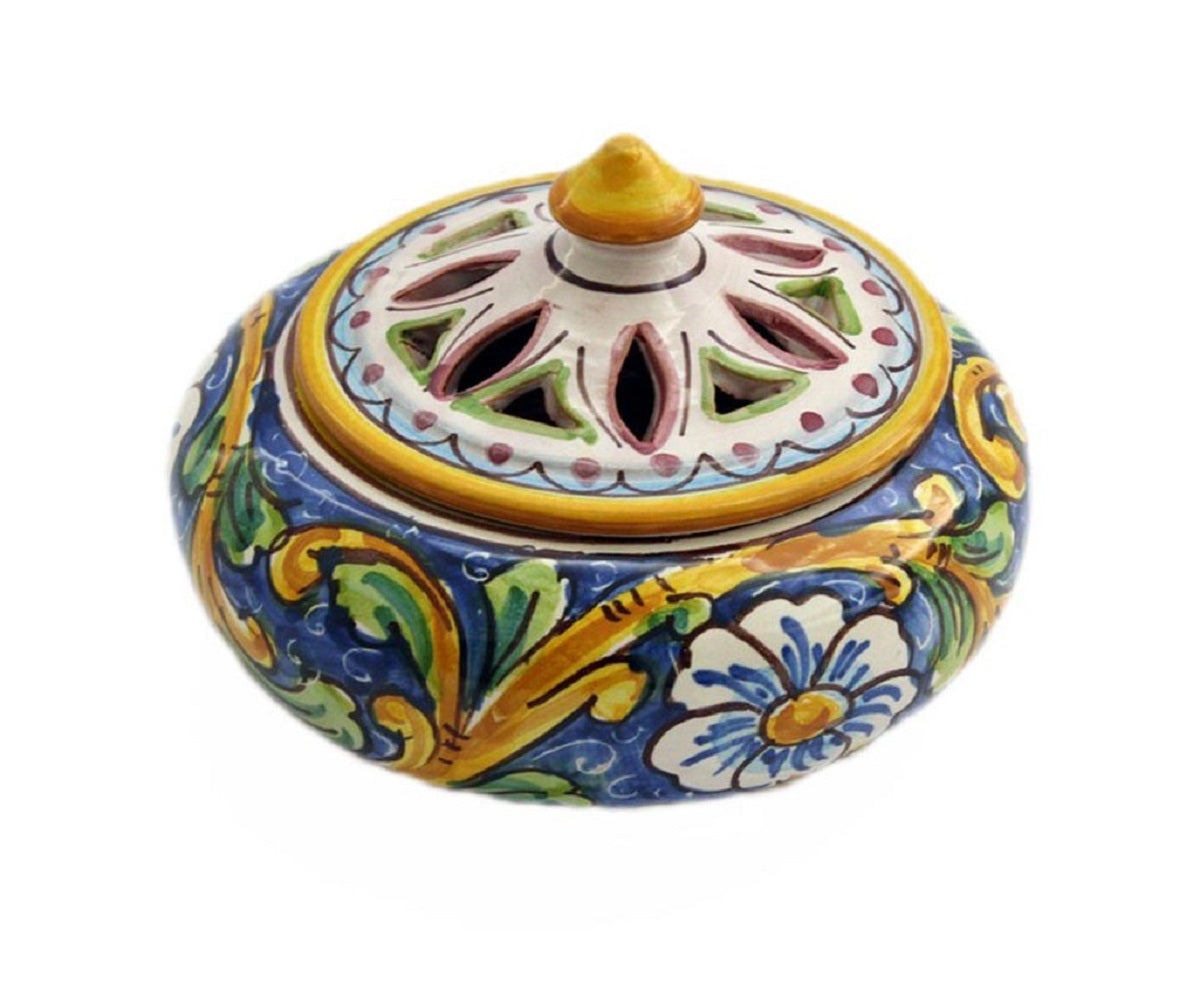Small candy holder in ceramic hand-decorated by Sicilian ceramists baroque art 2