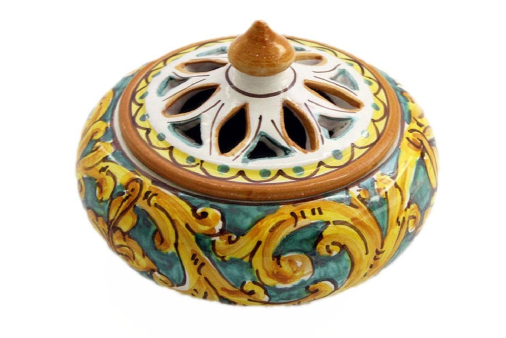 Small ceramic candy holder hand decorated by Sicilian ceramists gianluca art 2